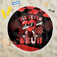 Six Seven Bruh Heart Beach Blanket 67 Meme Cool Valentine’s Day Character Dabbing