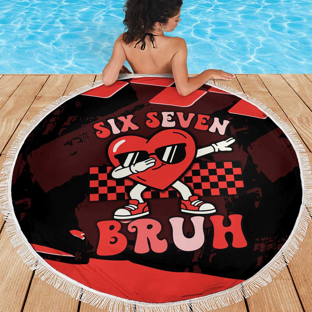 Six Seven Bruh Heart Beach Blanket 67 Meme Cool Valentine’s Day Character Dabbing