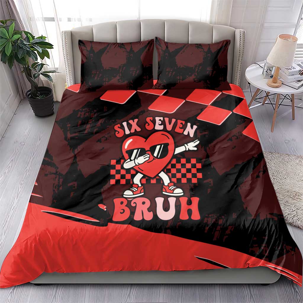 Six Seven Bruh Heart Bedding Set 67 Meme Cool Valentine’s Day Character Dabbing
