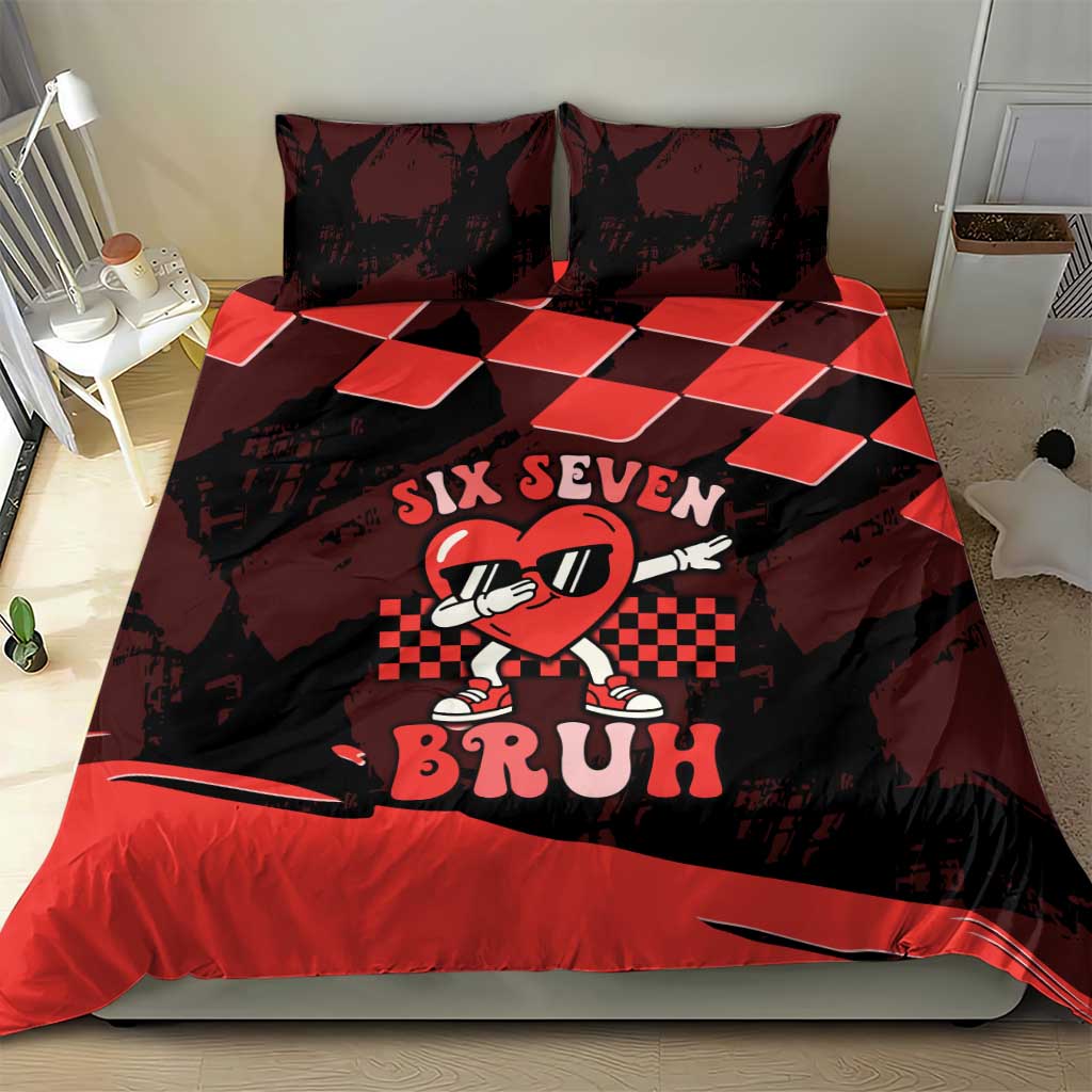 Six Seven Bruh Heart Bedding Set 67 Meme Cool Valentine’s Day Character Dabbing