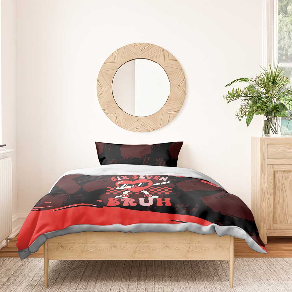 Six Seven Bruh Heart Bedding Set 67 Meme Cool Valentine’s Day Character Dabbing