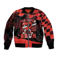 Six Seven Bruh Heart Bomber Jacket 67 Meme Cool Valentine’s Day Character Dabbing