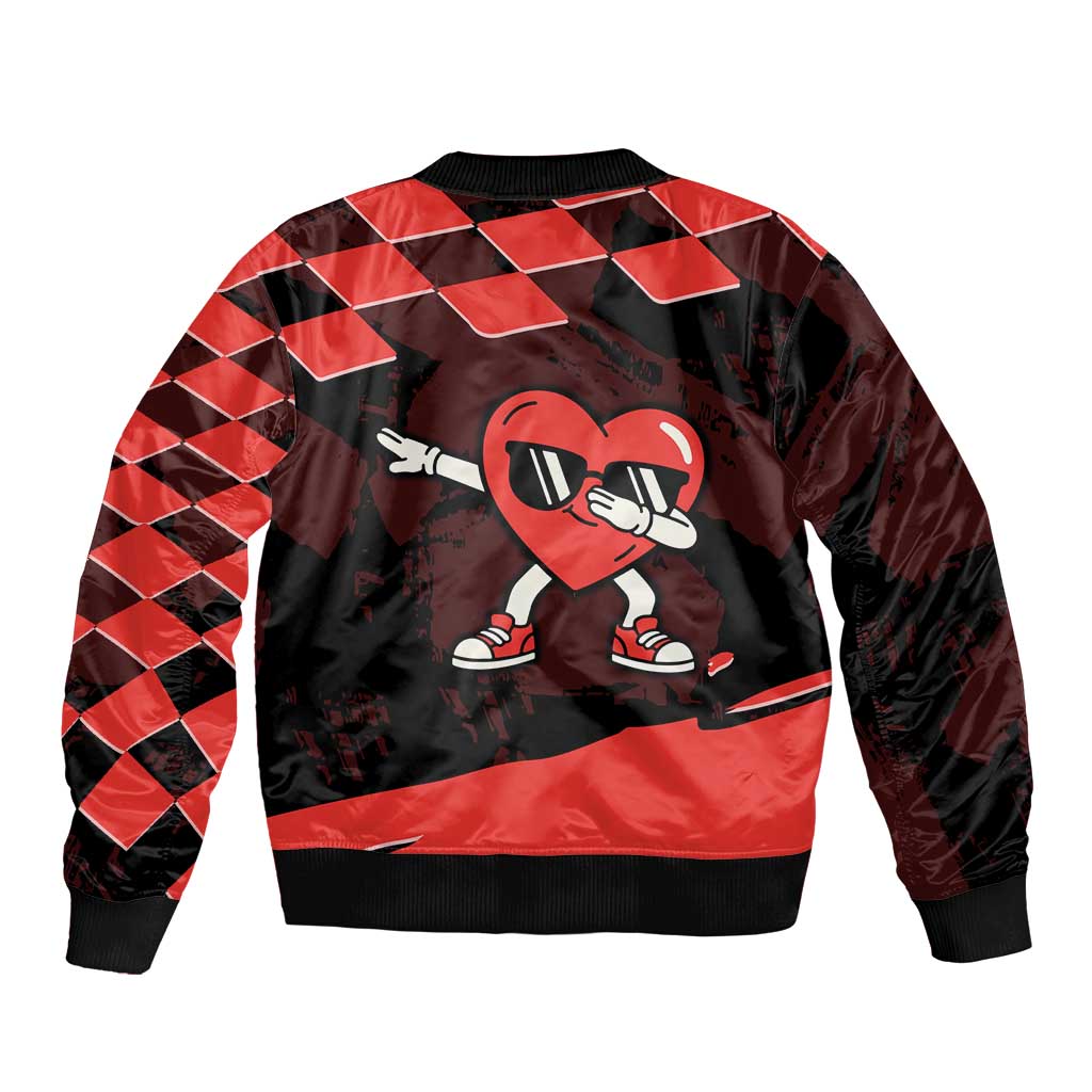 Six Seven Bruh Heart Bomber Jacket 67 Meme Cool Valentine’s Day Character Dabbing