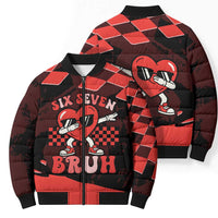 Six Seven Bruh Heart Bomber Puffer Jacket 67 Meme Cool Valentine’s Day Character Dabbing