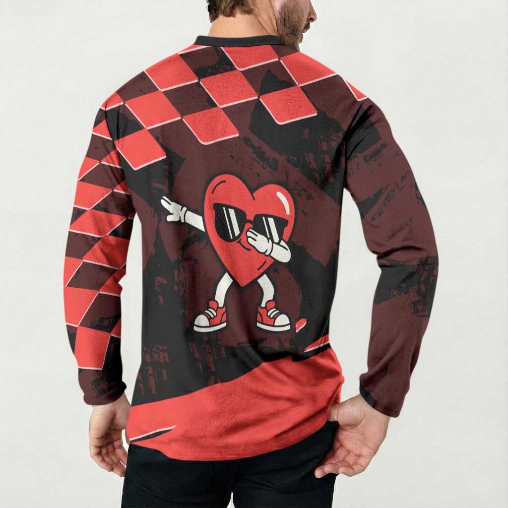 Six Seven Bruh Heart Button Sweatshirt 67 Meme Cool Valentine’s Day Character Dabbing