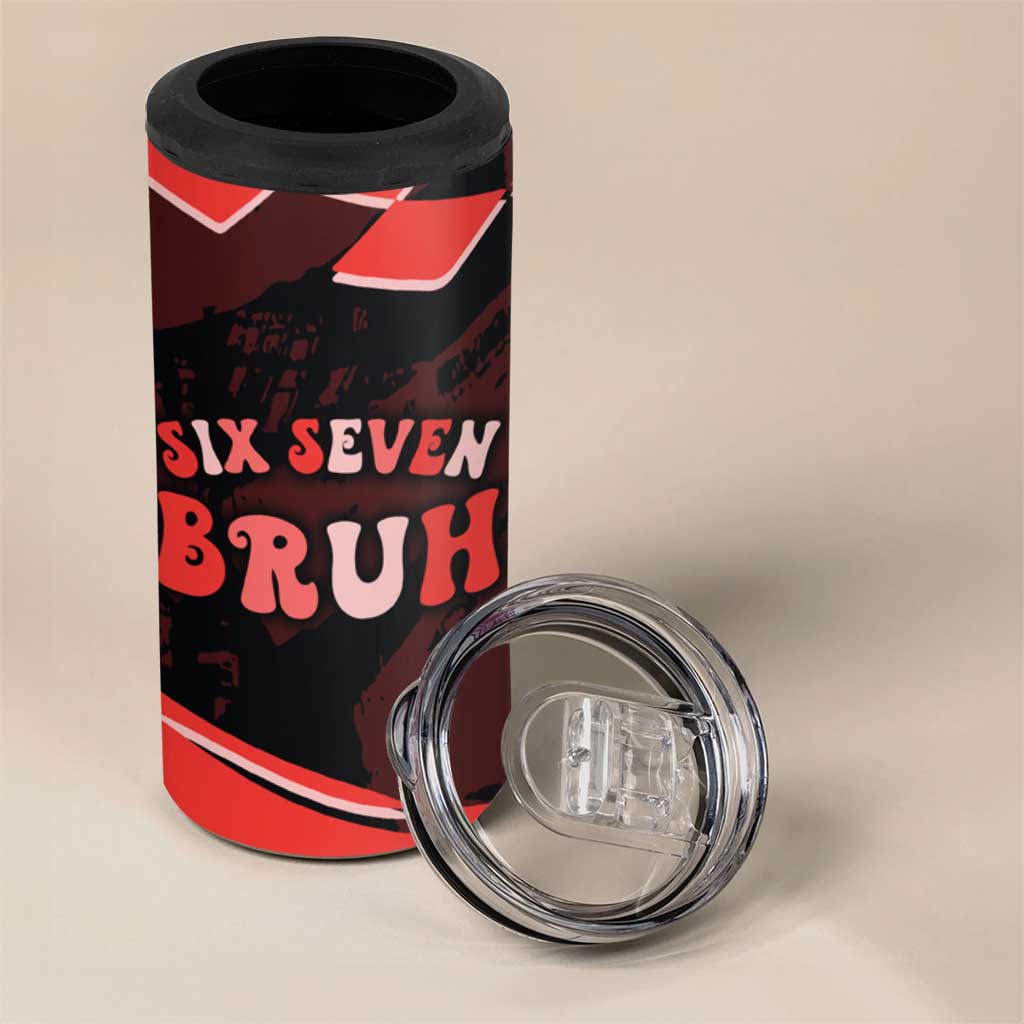 Six Seven Bruh Heart 4 in 1 Can Cooler Tumbler 67 Meme Cool Valentine’s Day Character Dabbing