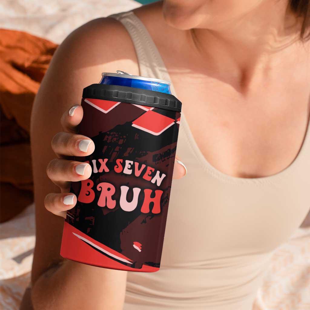 Six Seven Bruh Heart 4 in 1 Can Cooler Tumbler 67 Meme Cool Valentine’s Day Character Dabbing