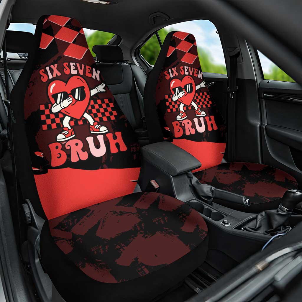 Six Seven Bruh Heart Car Seat Cover 67 Meme Cool Valentine’s Day Character Dabbing