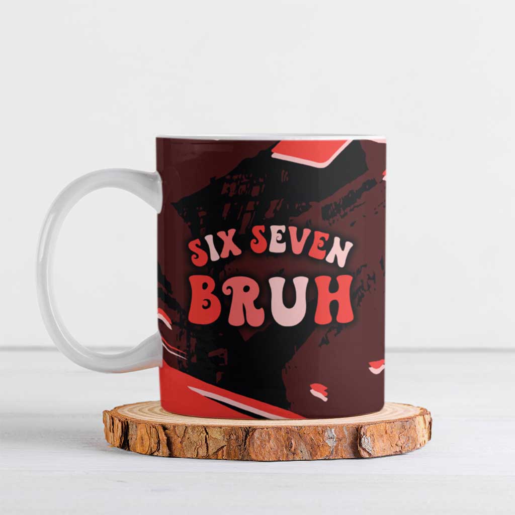 Six Seven Bruh Heart Ceramic Mug 67 Meme Cool Valentine’s Day Character Dabbing