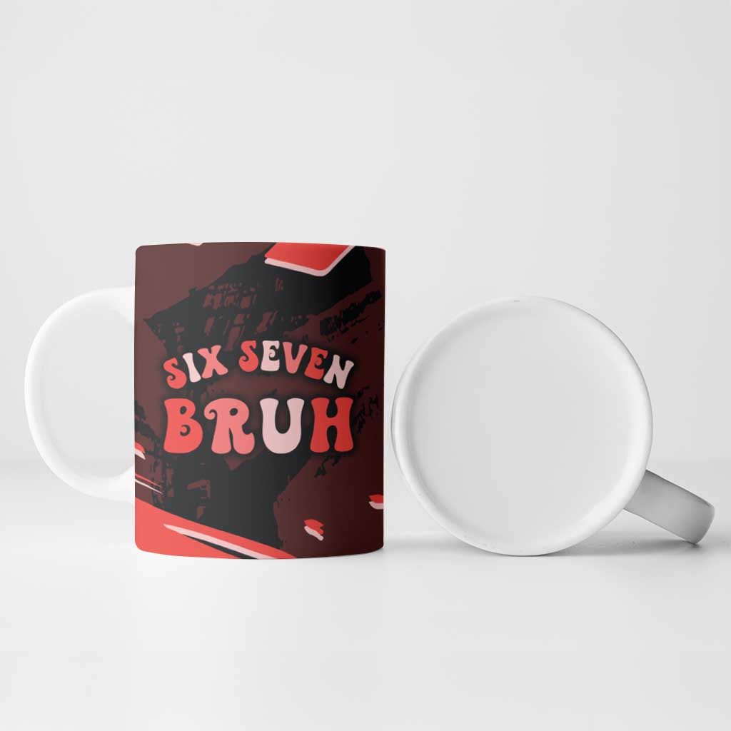 Six Seven Bruh Heart Ceramic Mug 67 Meme Cool Valentine’s Day Character Dabbing