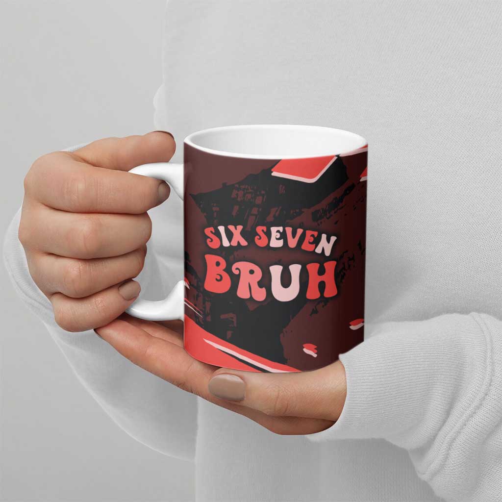 Six Seven Bruh Heart Ceramic Mug 67 Meme Cool Valentine’s Day Character Dabbing