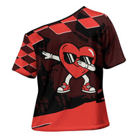 Six Seven Bruh Heart Cross Shoulder Shirt 67 Meme Cool Valentine’s Day Character Dabbing