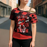 Six Seven Bruh Heart Cross Shoulder Shirt 67 Meme Cool Valentine’s Day Character Dabbing