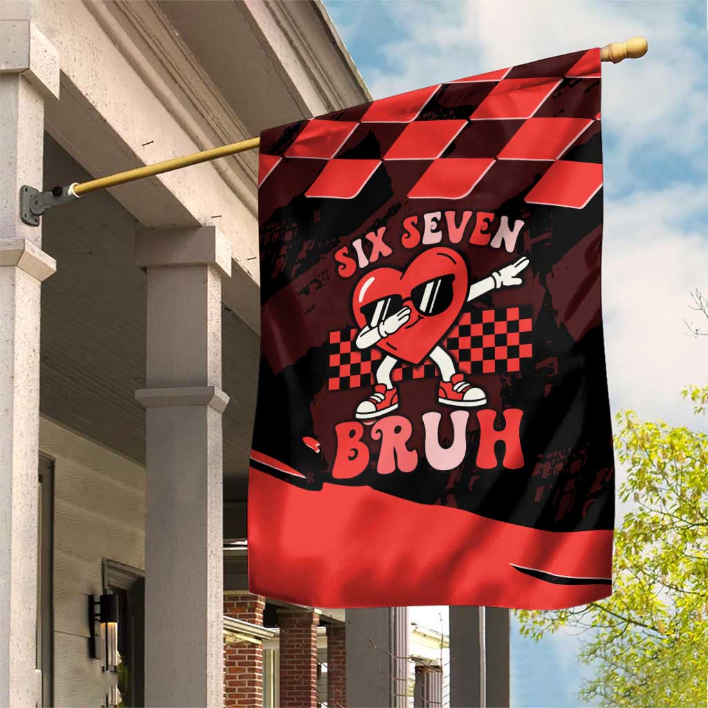 Six Seven Bruh Heart Garden Flag 67 Meme Cool Valentine’s Day Character Dabbing