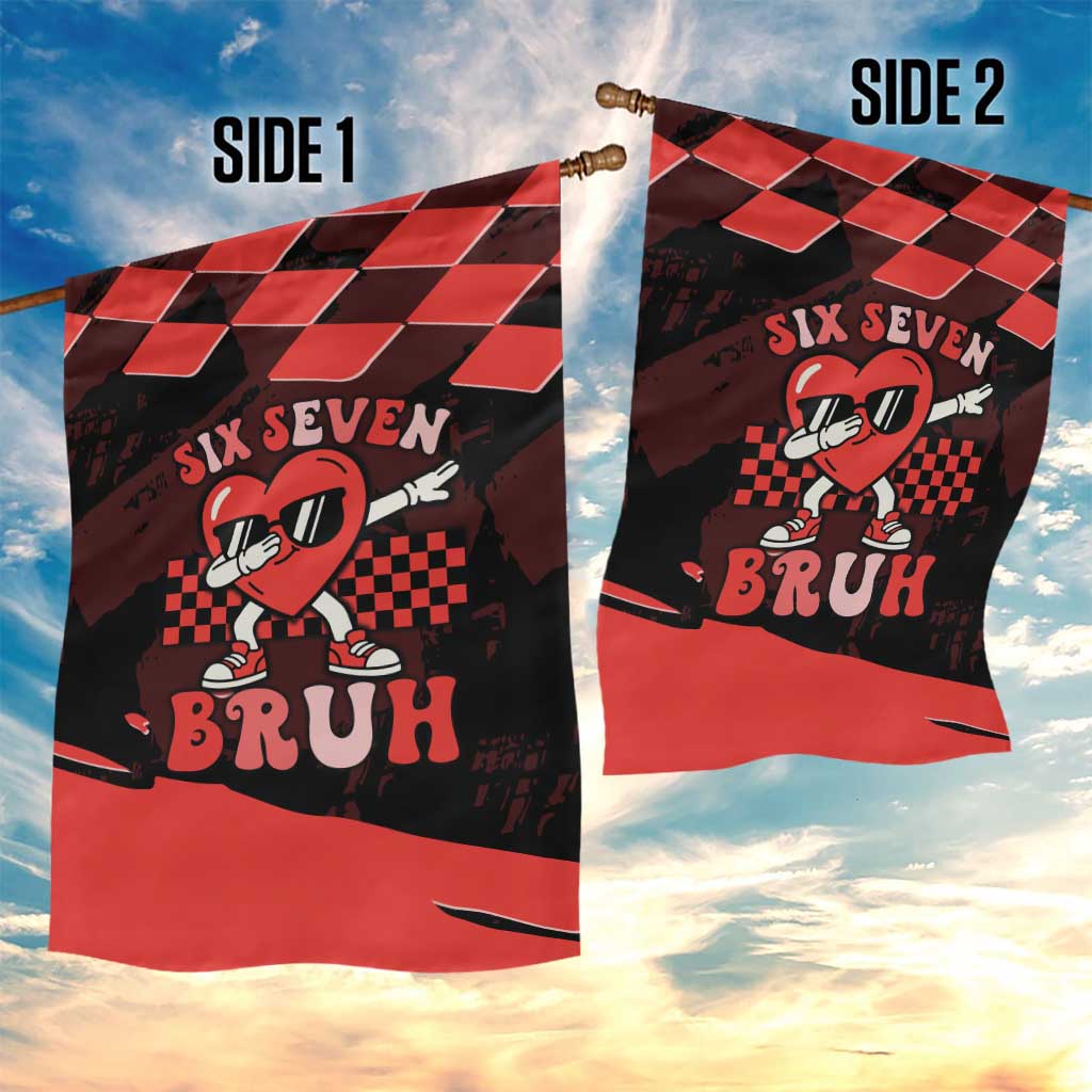 Six Seven Bruh Heart Garden Flag 67 Meme Cool Valentine’s Day Character Dabbing