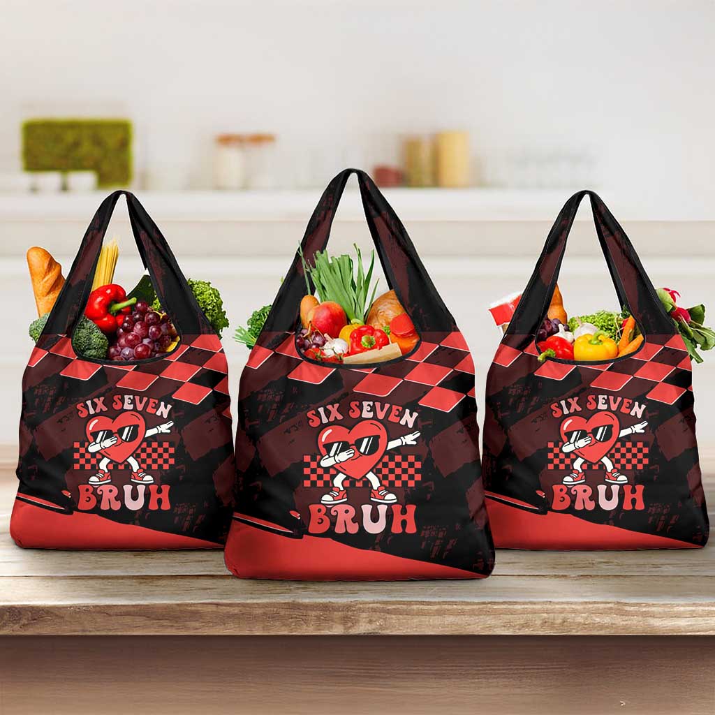 Six Seven Bruh Heart Grocery Bag 67 Meme Cool Valentine’s Day Character Dabbing