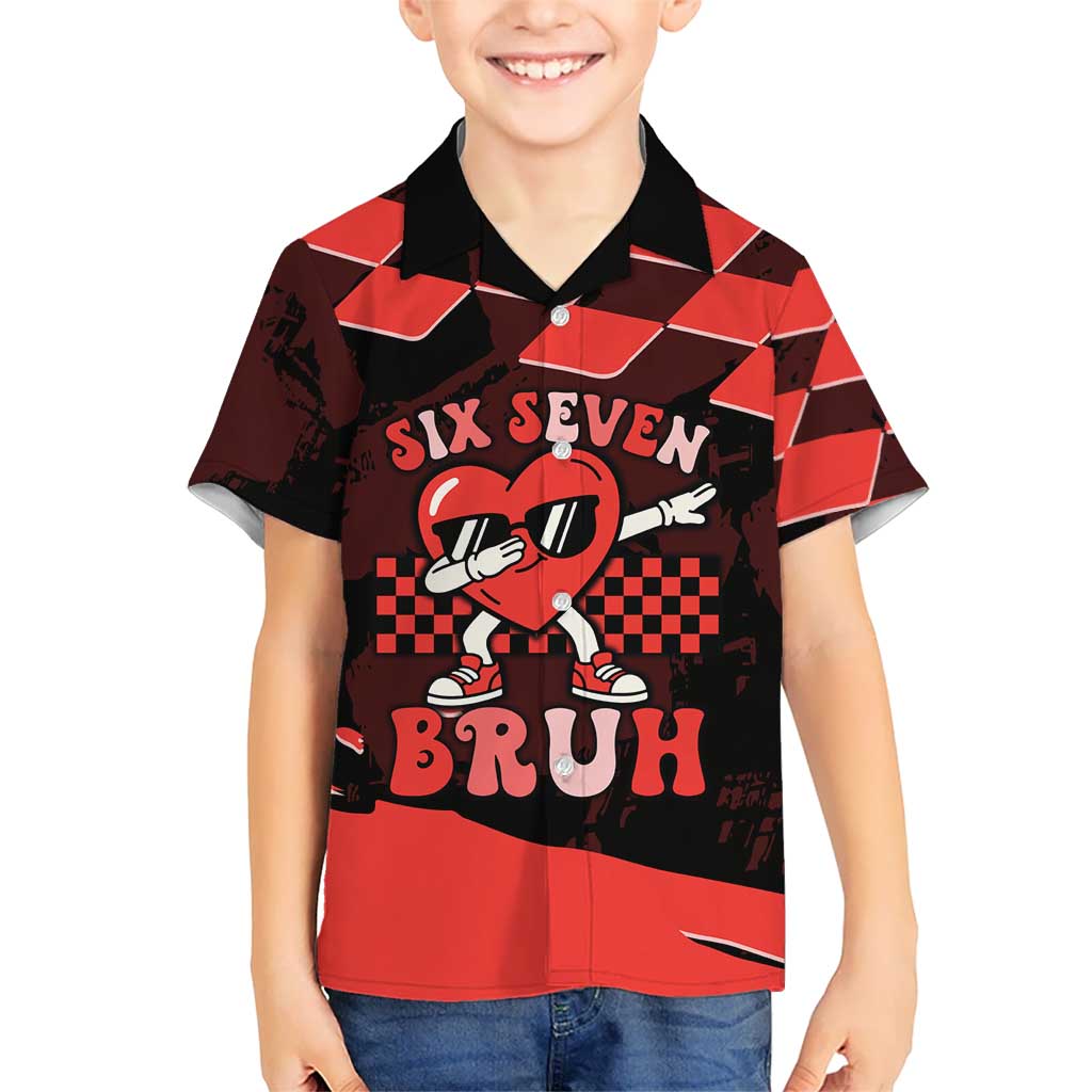 Six Seven Bruh Heart Hawaiian Shirt 67 Meme Cool Valentine’s Day Character Dabbing