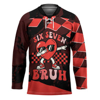 Six Seven Bruh Heart Hockey Jersey 67 Meme Cool Valentine’s Day Character Dabbing