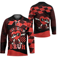 Six Seven Bruh Heart Hockey Jersey 67 Meme Cool Valentine’s Day Character Dabbing