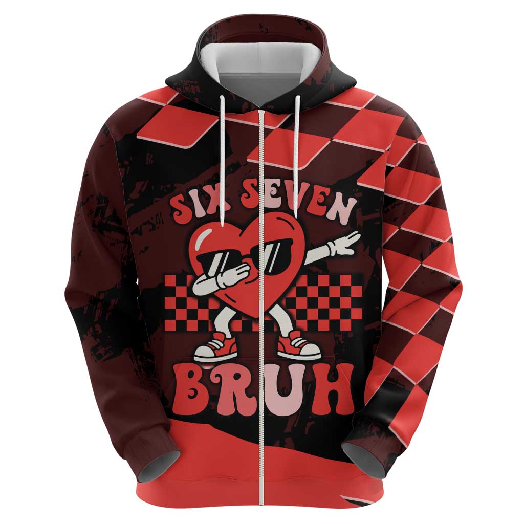 Six Seven Bruh Heart Hoodie 67 Meme Cool Valentine’s Day Character Dabbing