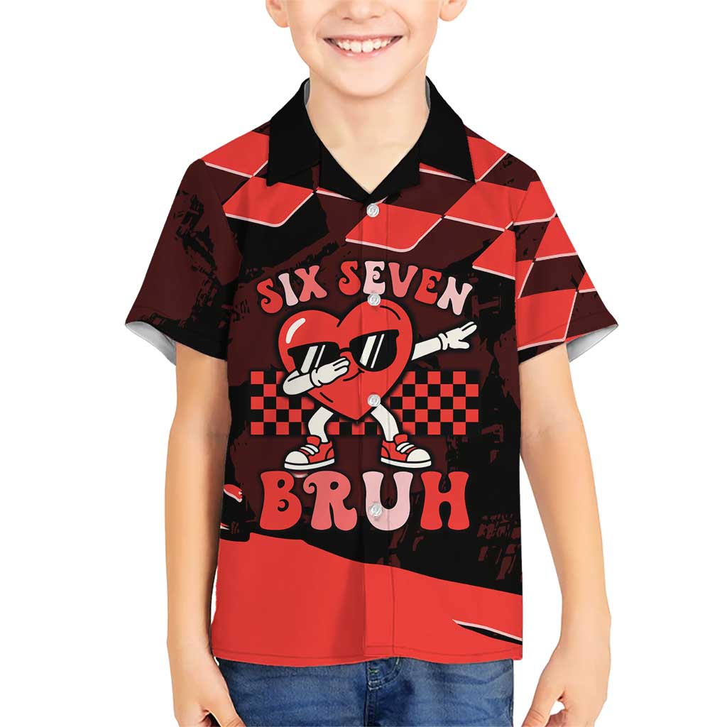 Six Seven Bruh Heart Kid Hawaiian Shirt 67 Meme Cool Valentine’s Day Character Dabbing