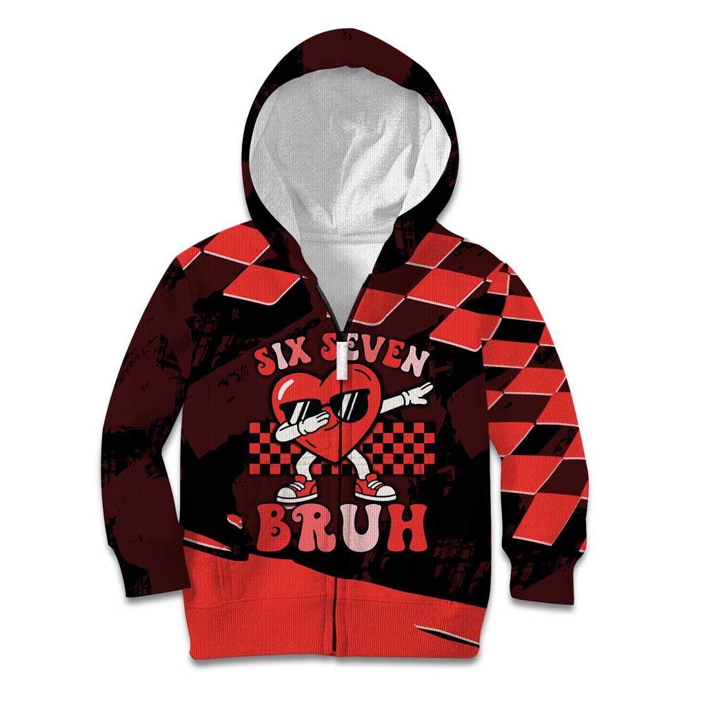 Six Seven Bruh Heart Kid Hoodie 67 Meme Cool Valentine’s Day Character Dabbing