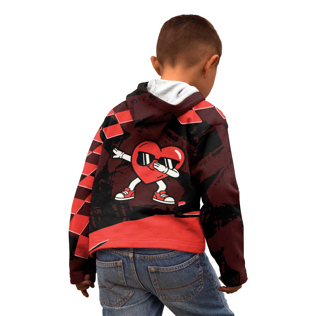 Six Seven Bruh Heart Kid Hoodie 67 Meme Cool Valentine’s Day Character Dabbing