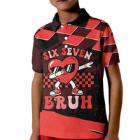 Six Seven Bruh Heart Kid Polo Shirt 67 Meme Cool Valentine’s Day Character Dabbing