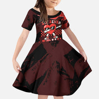 Six Seven Bruh Heart Kid Short Sleeve Dress 67 Meme Cool Valentine’s Day Character Dabbing
