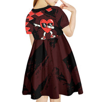Six Seven Bruh Heart Kid Short Sleeve Dress 67 Meme Cool Valentine’s Day Character Dabbing
