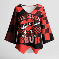 Six Seven Bruh Heart Kimono Sleeve Blouse 67 Meme Cool Valentine’s Day Character Dabbing
