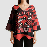 Six Seven Bruh Heart Kimono Sleeve Blouse 67 Meme Cool Valentine’s Day Character Dabbing