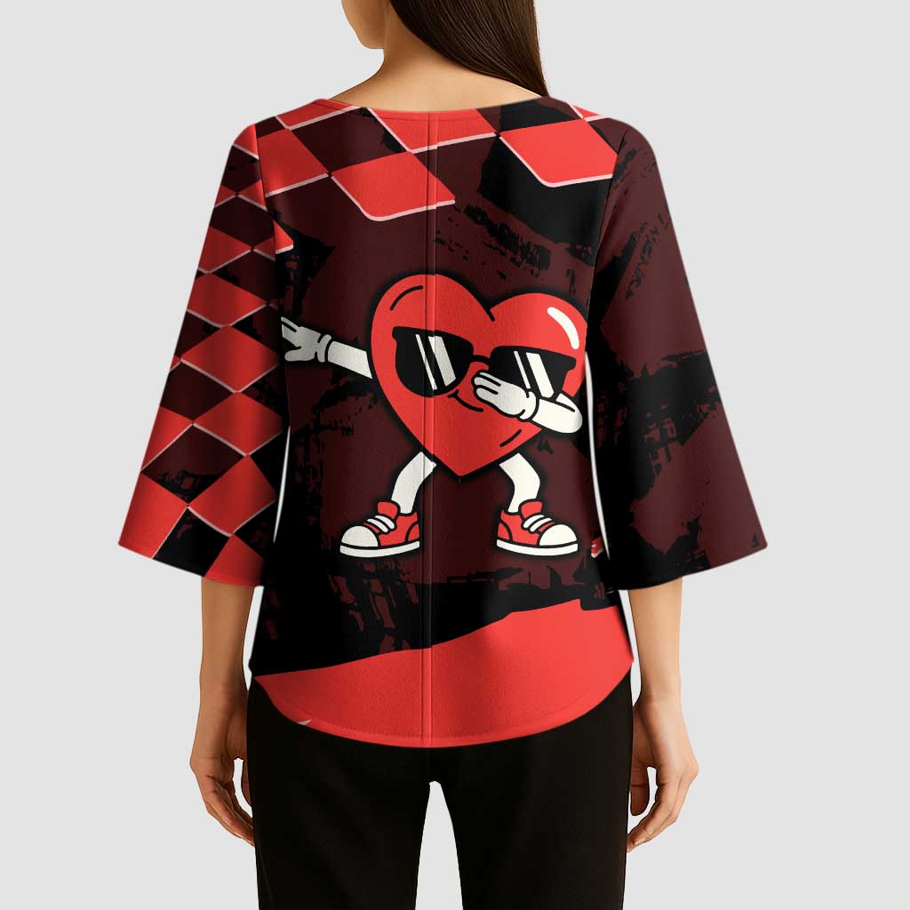 Six Seven Bruh Heart Kimono Sleeve Blouse 67 Meme Cool Valentine’s Day Character Dabbing