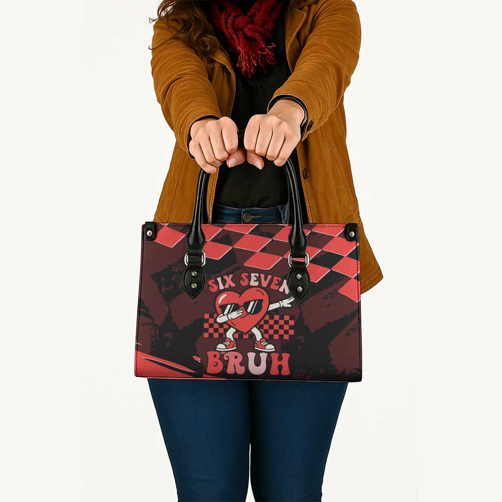 Six Seven Bruh Heart Leather Bag 67 Meme Cool Valentine’s Day Character Dabbing