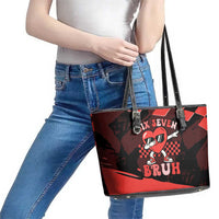 Six Seven Bruh Heart Leather Tote Bag 67 Meme Cool Valentine’s Day Character Dabbing
