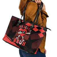 Six Seven Bruh Heart Leather Tote Bag 67 Meme Cool Valentine’s Day Character Dabbing