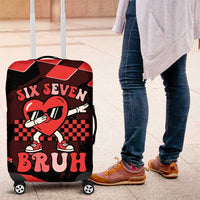 Six Seven Bruh Heart Luggage Cover 67 Meme Cool Valentine’s Day Character Dabbing