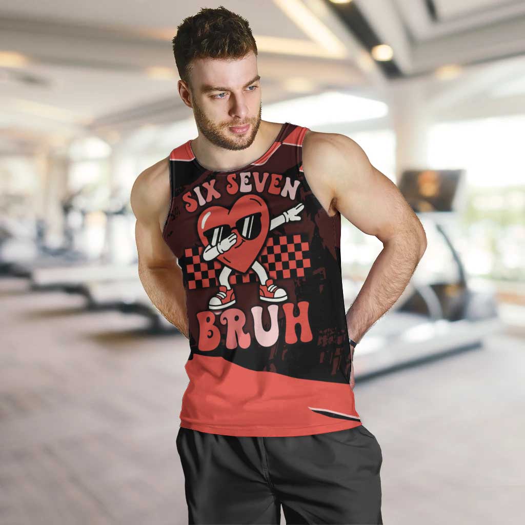 Six Seven Bruh Heart Men Tank Top 67 Meme Cool Valentine’s Day Character Dabbing