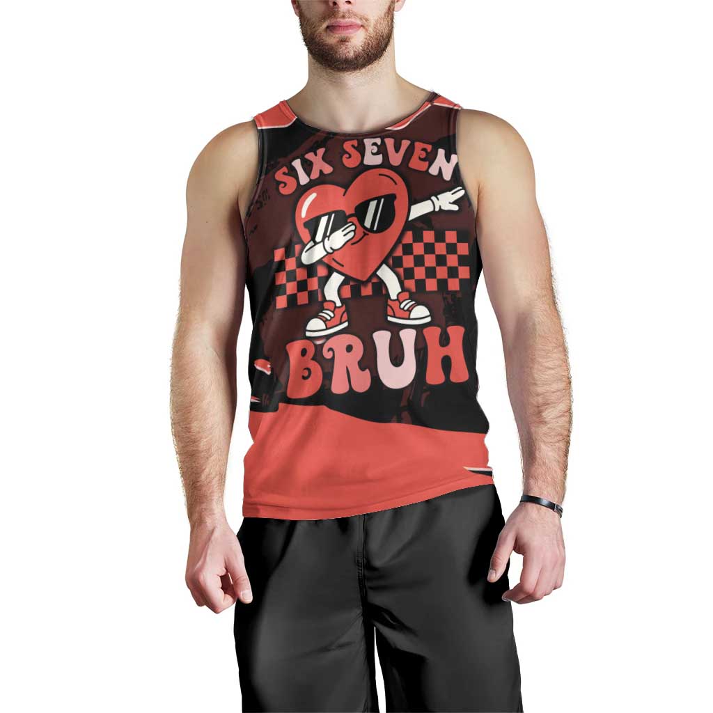 Six Seven Bruh Heart Men Tank Top 67 Meme Cool Valentine’s Day Character Dabbing