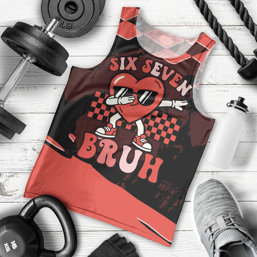 Six Seven Bruh Heart Men Tank Top 67 Meme Cool Valentine’s Day Character Dabbing