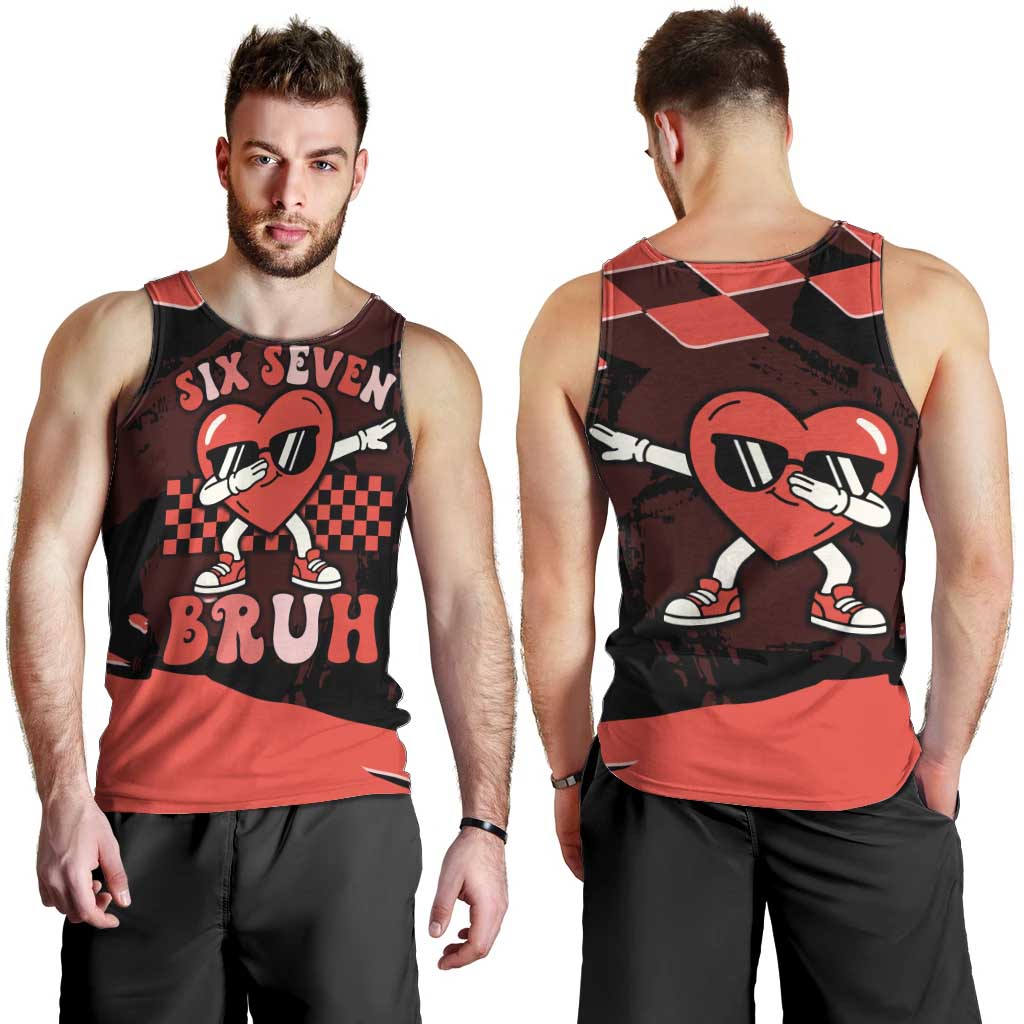 Six Seven Bruh Heart Men Tank Top 67 Meme Cool Valentine’s Day Character Dabbing