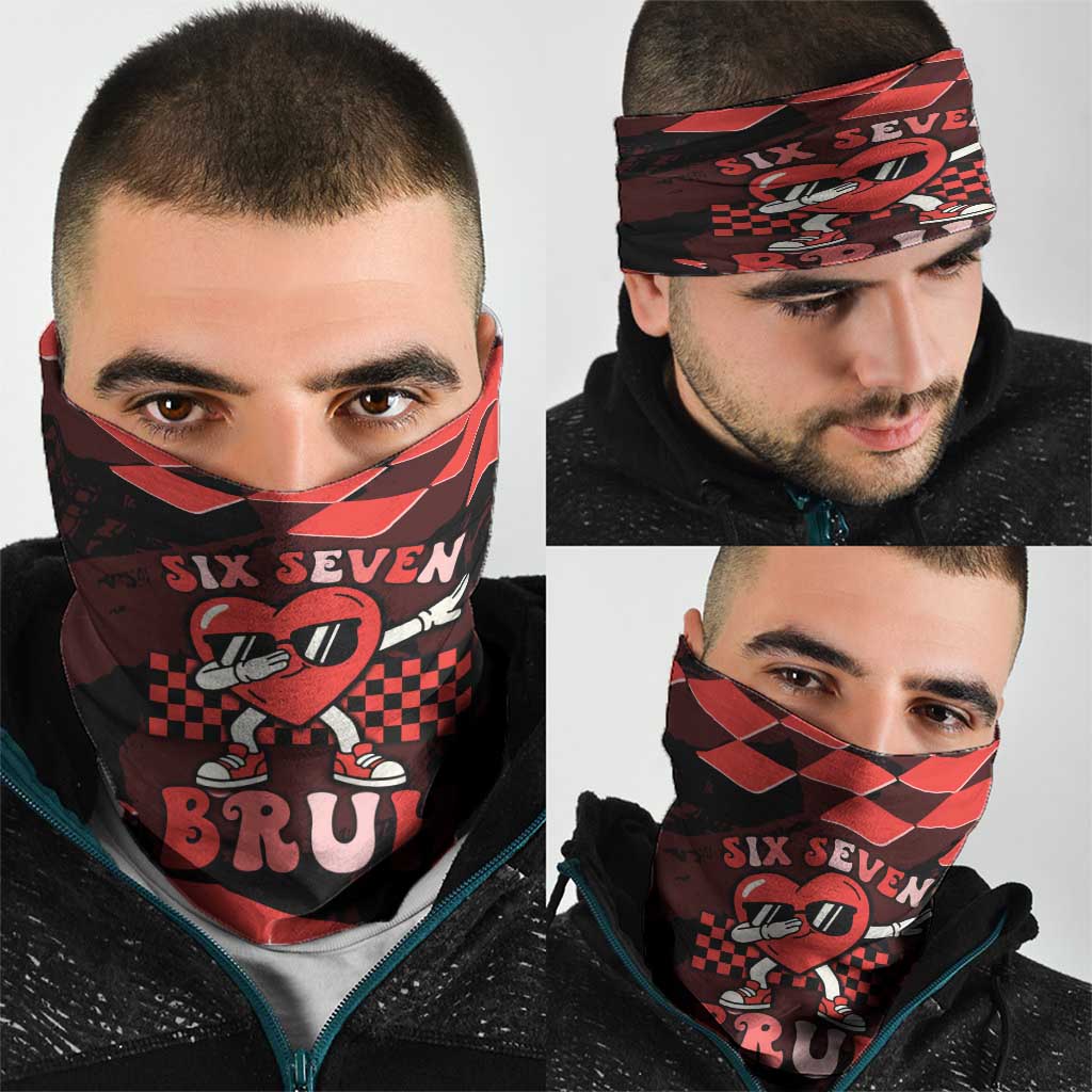 Six Seven Bruh Heart Neck Gaiter 67 Meme Cool Valentine’s Day Character Dabbing