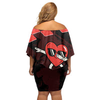 Six Seven Bruh Heart Off Shoulder Short Dress 67 Meme Cool Valentine’s Day Character Dabbing