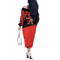 Six Seven Bruh Heart Off The Shoulder Long Sleeve Dress 67 Meme Cool Valentine’s Day Character Dabbing