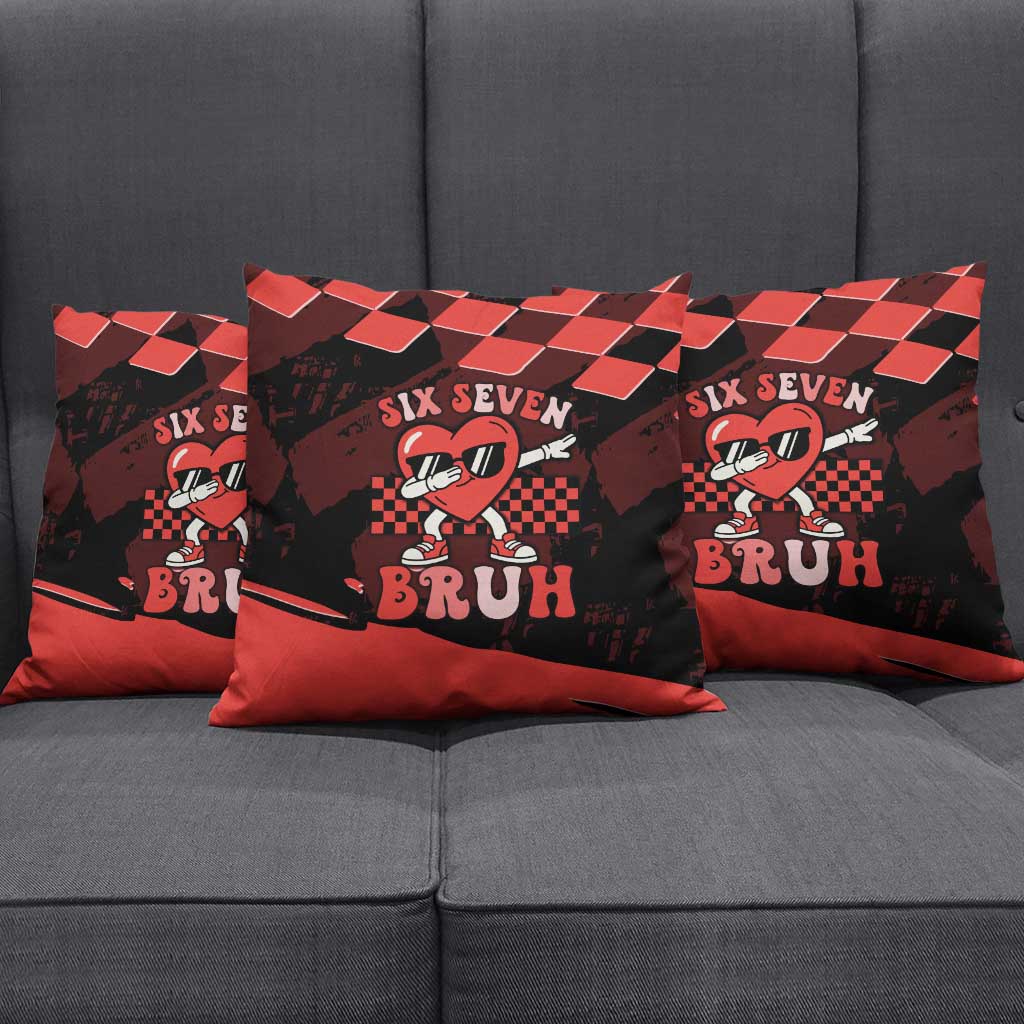 Six Seven Bruh Heart Pillow Cover 67 Meme Cool Valentine’s Day Character Dabbing