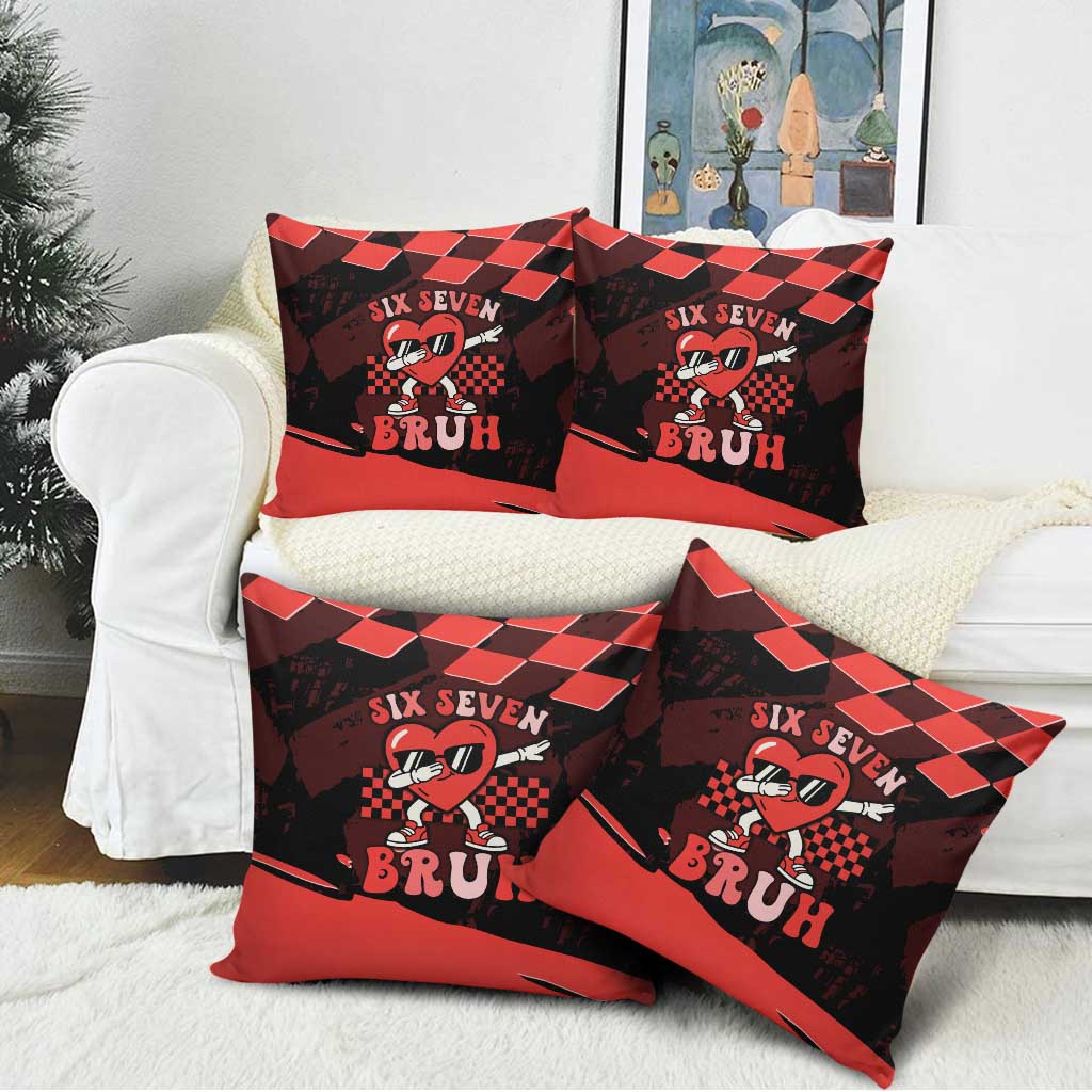 Six Seven Bruh Heart Pillow Cover 67 Meme Cool Valentine’s Day Character Dabbing