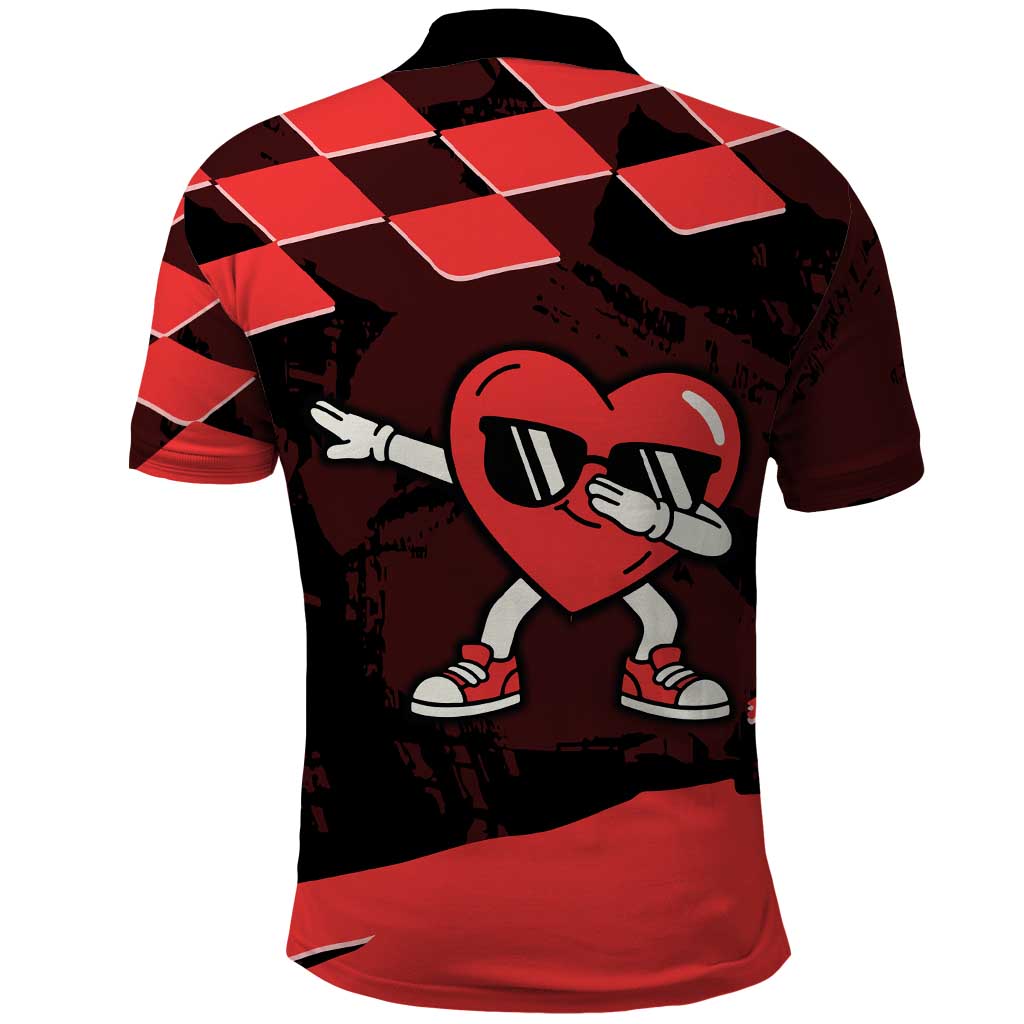 Six Seven Bruh Heart Polo Shirt 67 Meme Cool Valentine’s Day Character Dabbing