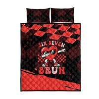 Six Seven Bruh Heart Quilt Bed Set 67 Meme Cool Valentine’s Day Character Dabbing