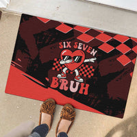 Six Seven Bruh Heart Rubber Doormat 67 Meme Cool Valentine’s Day Character Dabbing