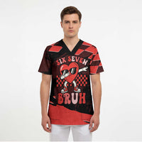 Six Seven Bruh Heart Scrub Top 67 Meme Cool Valentine’s Day Character Dabbing